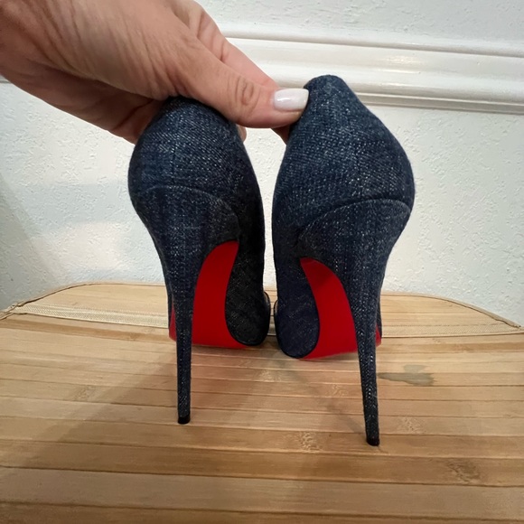 Christian Louboutin So Kate 120 Blue Denim Saba Gold Stiletto Heel Pump 41 - Picture 3 of 11